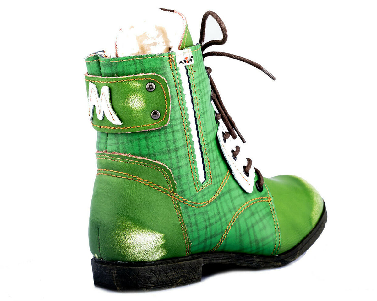 Damen Stiefeletten | TMA 1881 | Winter | gefüttert | Echtleder | grün | Größen 36 - 42