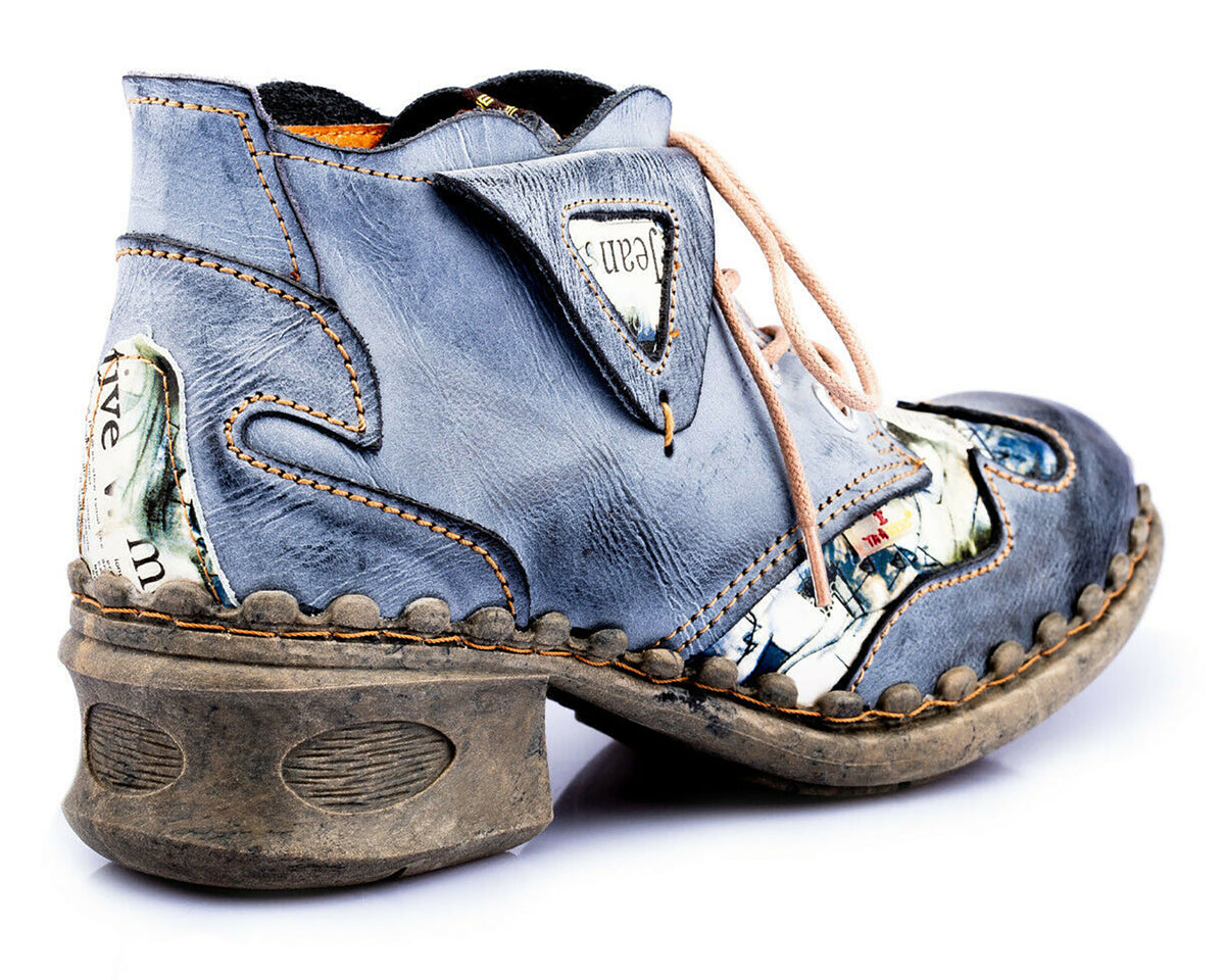 Damenschuhe | TMA 5155 | modischer Damen Halbschuh | Schnürer | Echtleder | schwarz | Größen 36 - 42