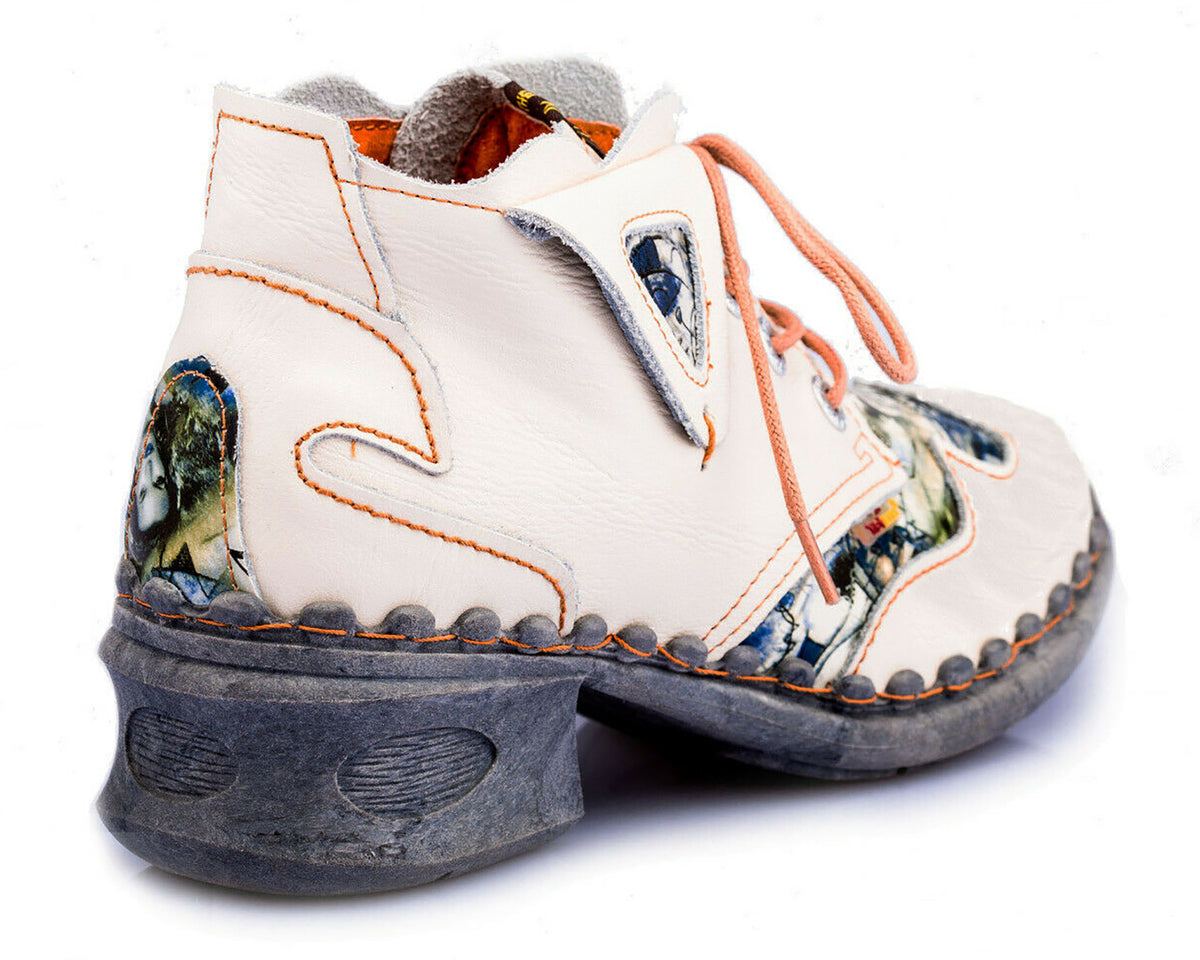 Damenschuhe | TMA 5155 | modischer Damen Halbschuh | Schnürer | Echtleder | weiß | Größen 36 - 42