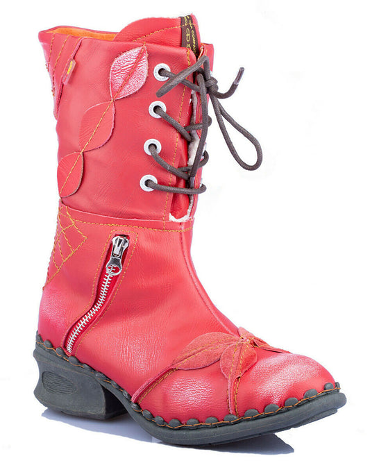 Damenstiefel | TMA 5707 | modische Stiefel für Damen | Winter | gefüttert | Echtleder | rot | Größen 36 - 42