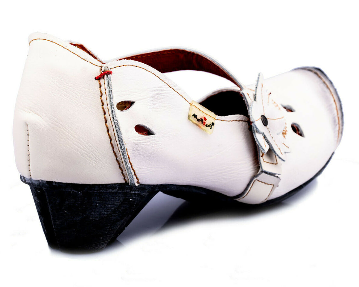 Pumps | TMA 8766 | Damen Halbschuhe mit Absatz | Echtleder Schuhe | weiß | Größen 36 - 42