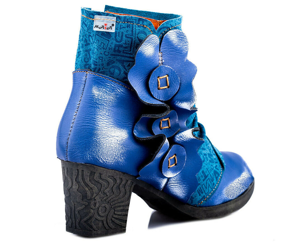Damen Stiefeletten | TMA 1107 | Frühjahr | Sommer | Herbst | Echtleder | blau | Größen 36 - 42