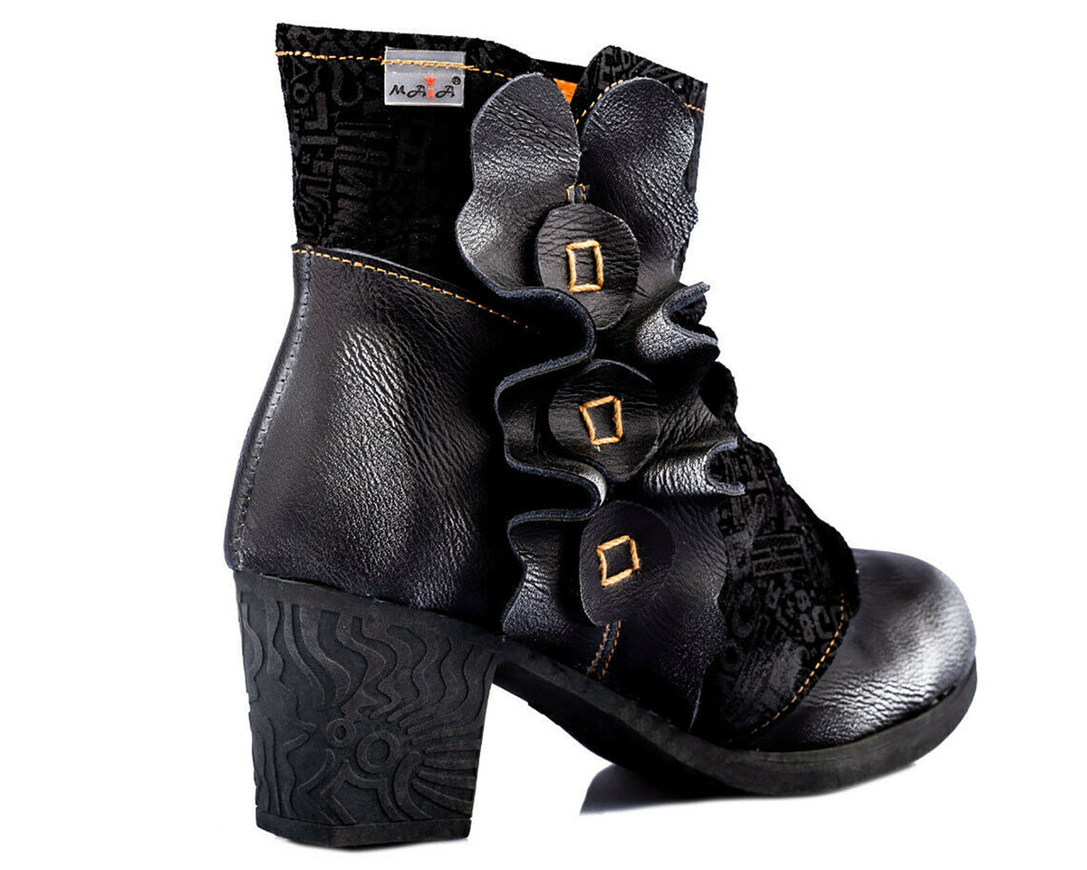 Damen Stiefeletten | TMA 1107 | Frühjahr | Sommer | Herbst | Echtleder | schwarz | Größen 36 - 42