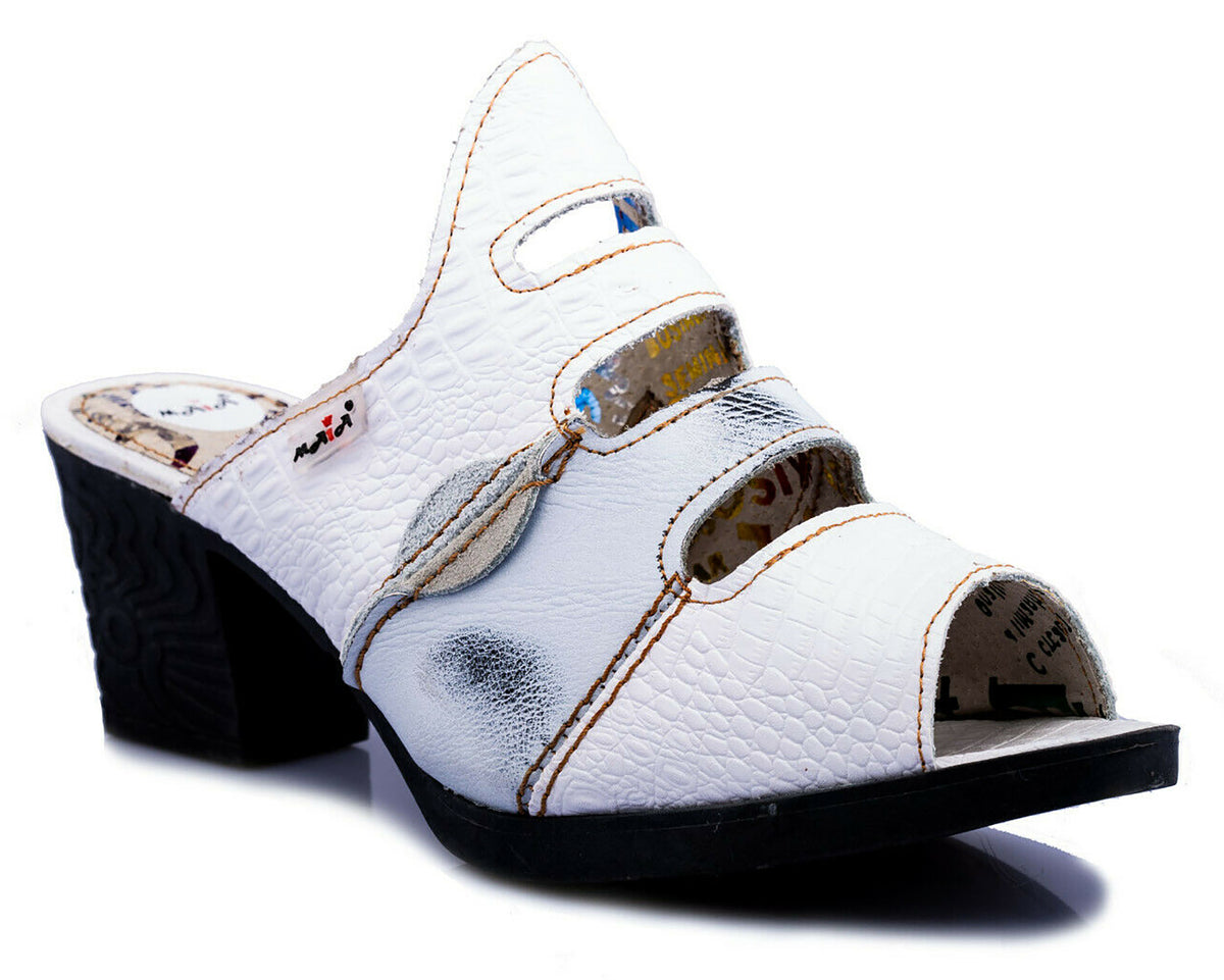 Damen Sandalen | TMA 1171 | elegante Sandaletten | Pumps | Echtleder | weiß | Größen 36 - 42