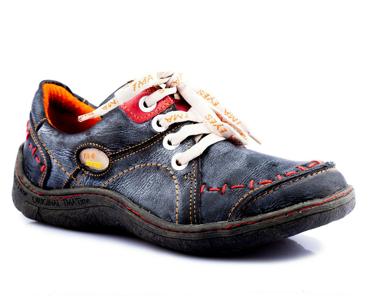 Damen Halbschuh | TMA 1646 | Sneaker | Damen Sneakers | Echtleder | schwarz | Größen 36 - 42