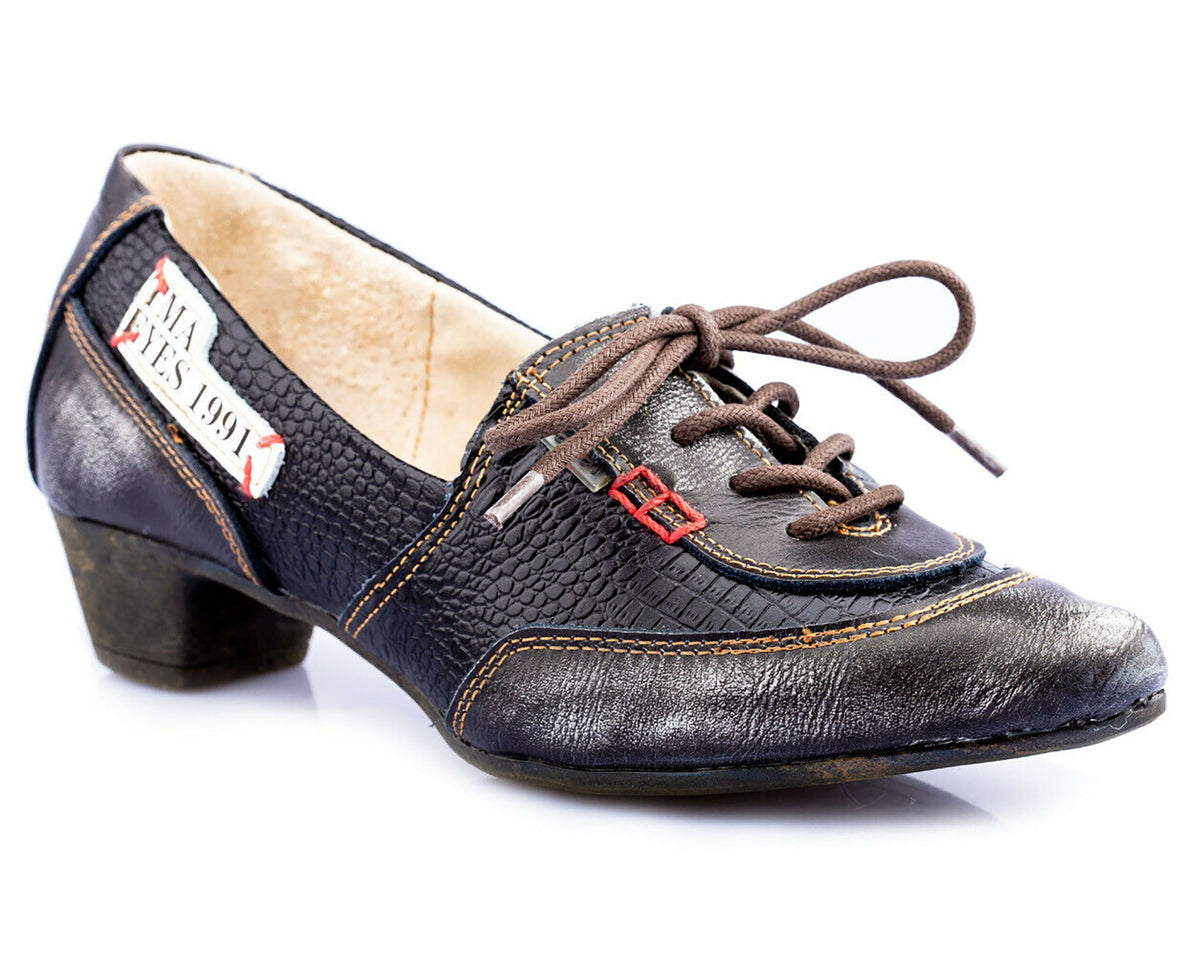Pumps | TMA 1811 | Damen Halbschuhe mit Absatz | Echtleder Schuhe | schwarz | Größen 36 - 42
