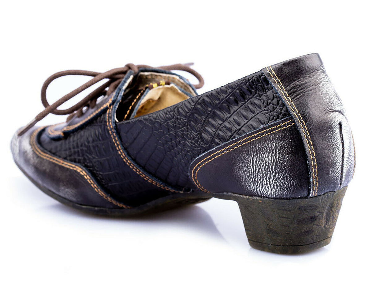 Pumps | TMA 1811 | Damen Halbschuhe mit Absatz | Echtleder Schuhe | schwarz | Größen 36 - 42