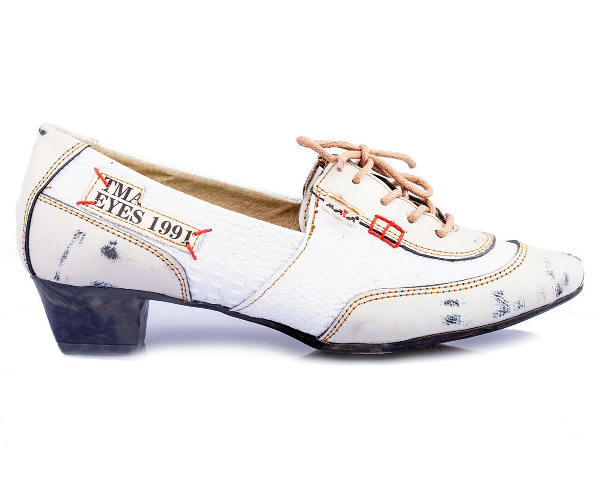 Pumps | TMA 1811 | Damen Halbschuhe mit Absatz | Echtleder Schuhe | weiß | Größen 36 - 42