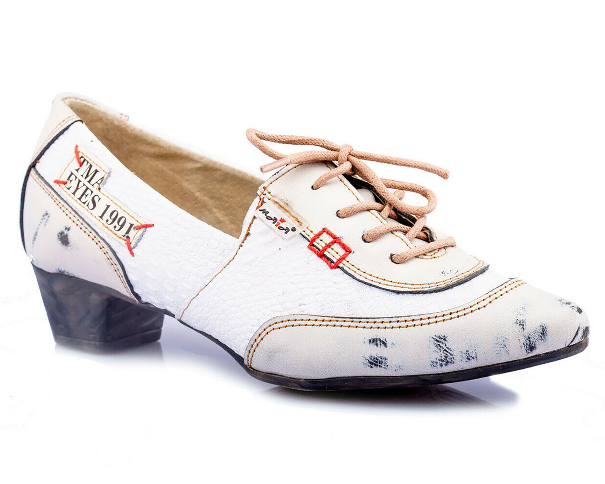 Pumps | TMA 1811 | Damen Halbschuhe mit Absatz | Echtleder Schuhe | weiß | Größen 36 - 42