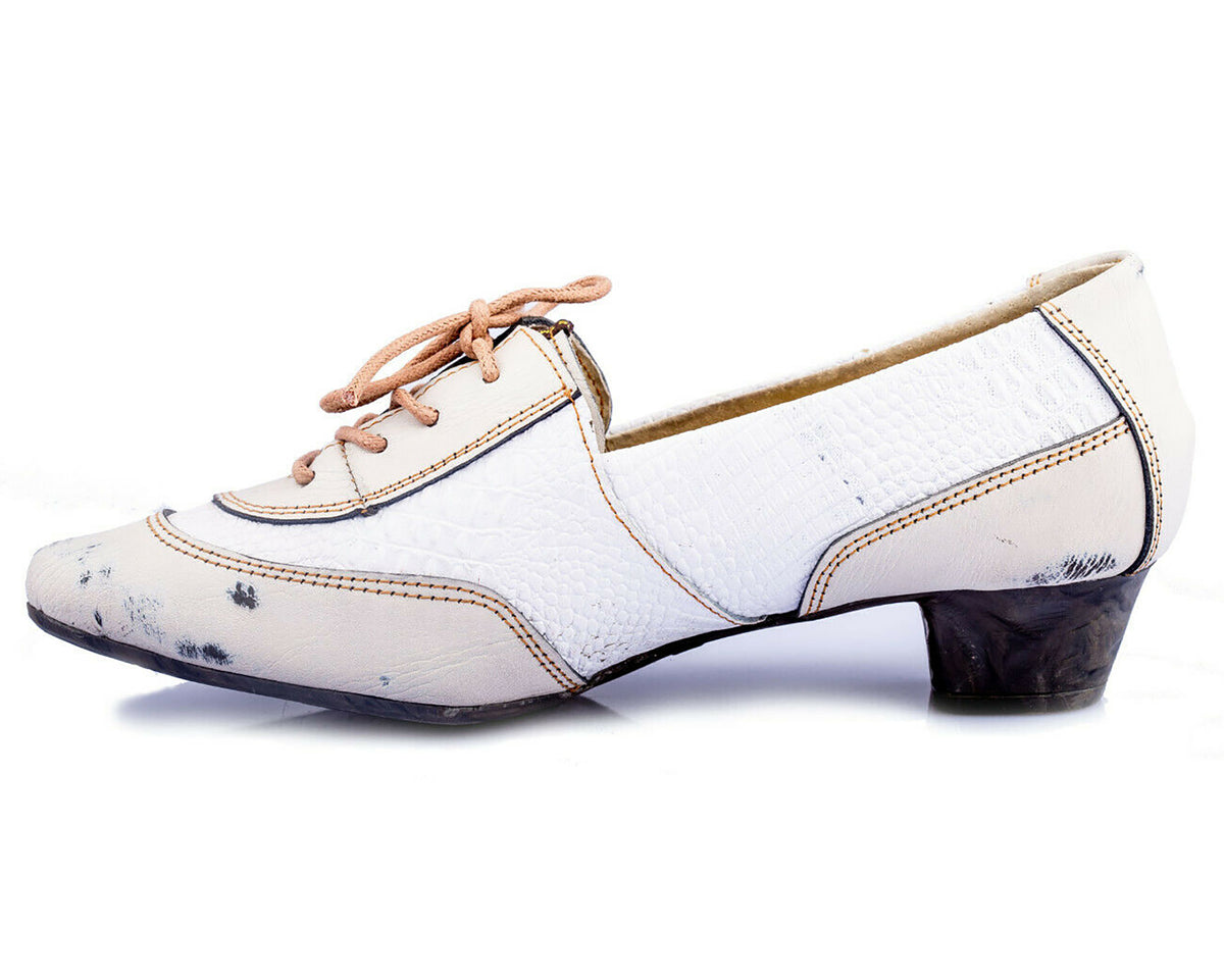 Pumps | TMA 1811 | Damen Halbschuhe mit Absatz | Echtleder Schuhe | weiß | Größen 36 - 42
