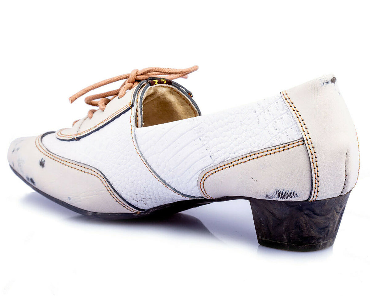 Pumps | TMA 1811 | Damen Halbschuhe mit Absatz | Echtleder Schuhe | weiß | Größen 36 - 42