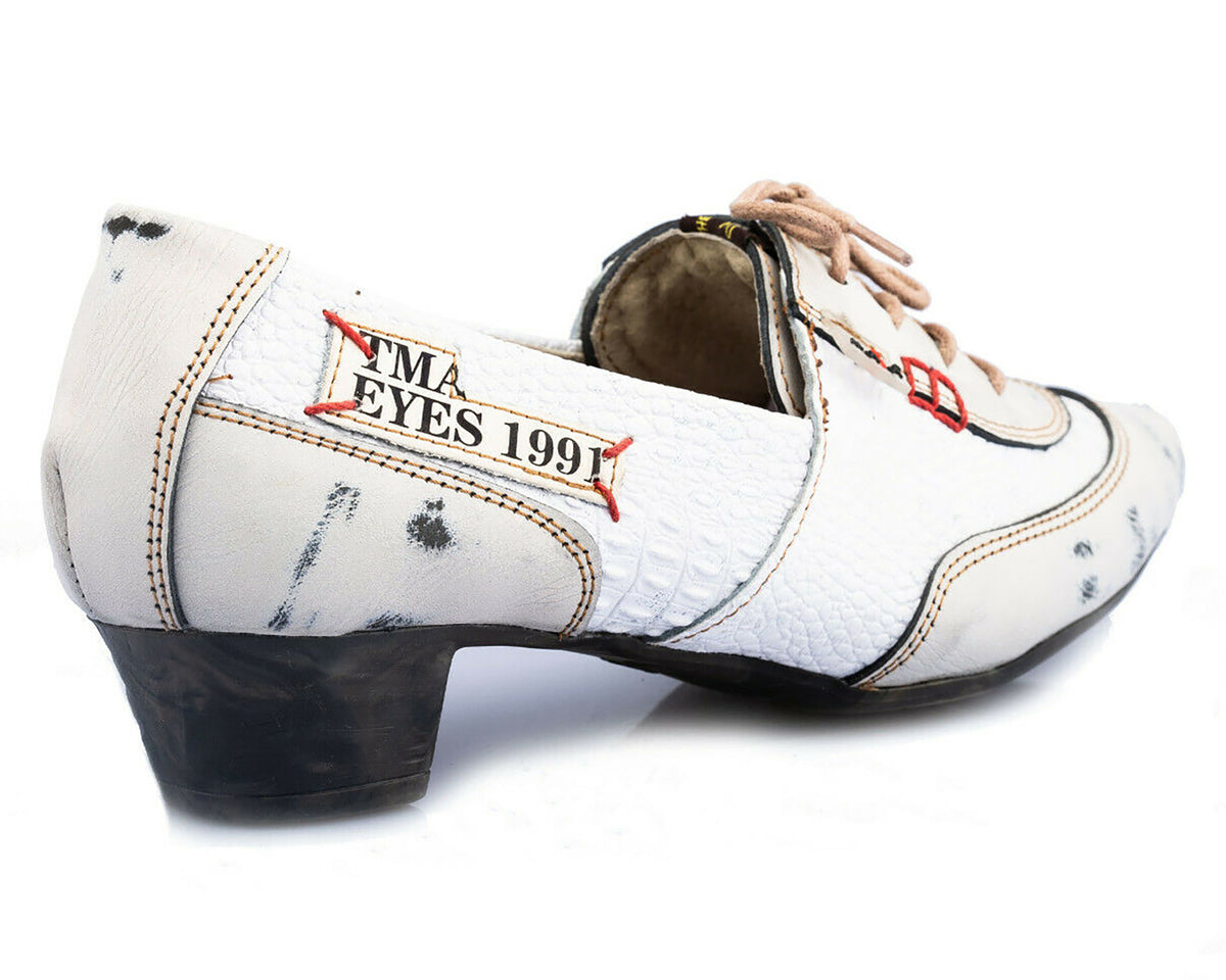 Pumps | TMA 1811 | Damen Halbschuhe mit Absatz | Echtleder Schuhe | weiß | Größen 36 - 42