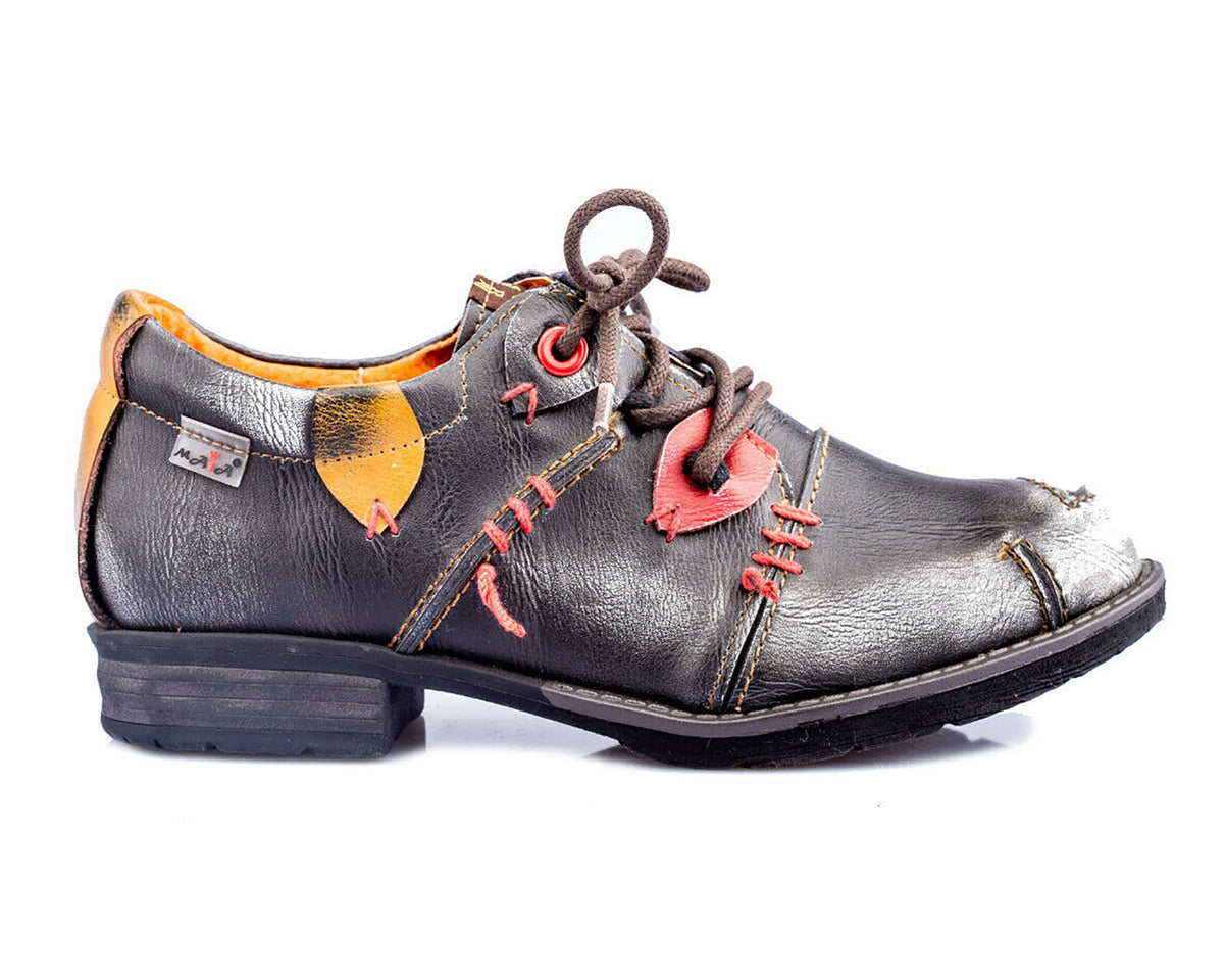 Damenschuhe | TMA 1819 | modischer Damen Halbschuh | Schnürer | Echtleder | schwarz | Größen 36 - 42