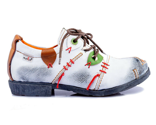 Damenschuhe | TMA 1819 | modischer Damen Halbschuh | Schnürer | Echtleder | weiß | Größen 36 - 42