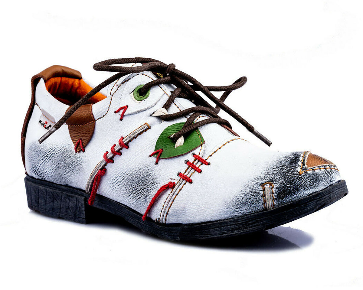 Damenschuhe | TMA 1819 | modischer Damen Halbschuh | Schnürer | Echtleder | weiß | Größen 36 - 42