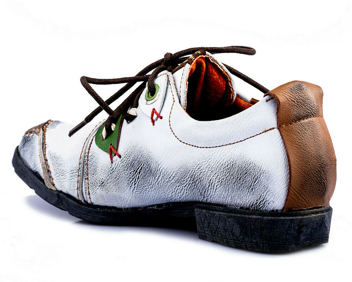 Damenschuhe | TMA 1819 | modischer Damen Halbschuh | Schnürer | Echtleder | weiß | Größen 36 - 42