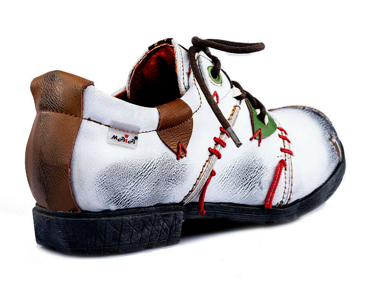 Damenschuhe | TMA 1819 | modischer Damen Halbschuh | Schnürer | Echtleder | weiß | Größen 36 - 42