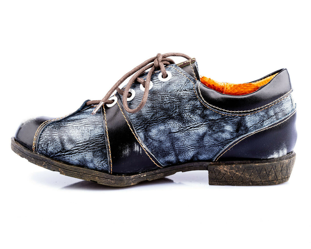 Damenschuhe | TMA 1822 | modischer Damen Halbschuh | Schnürer | Echtleder | schwarz | Größen 36 - 42