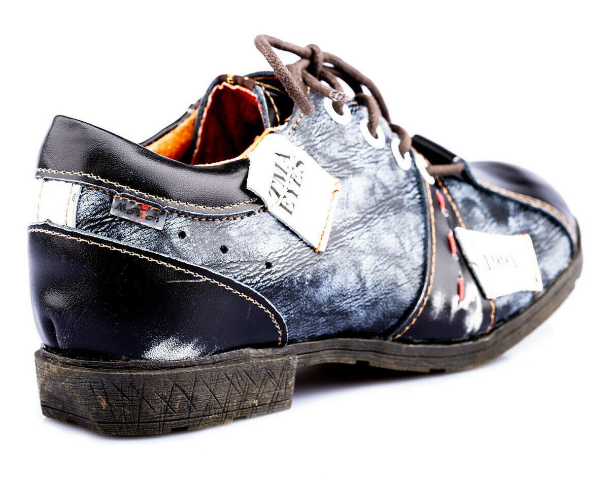 Damenschuhe | TMA 1822 | modischer Damen Halbschuh | Schnürer | Echtleder | schwarz | Größen 36 - 42