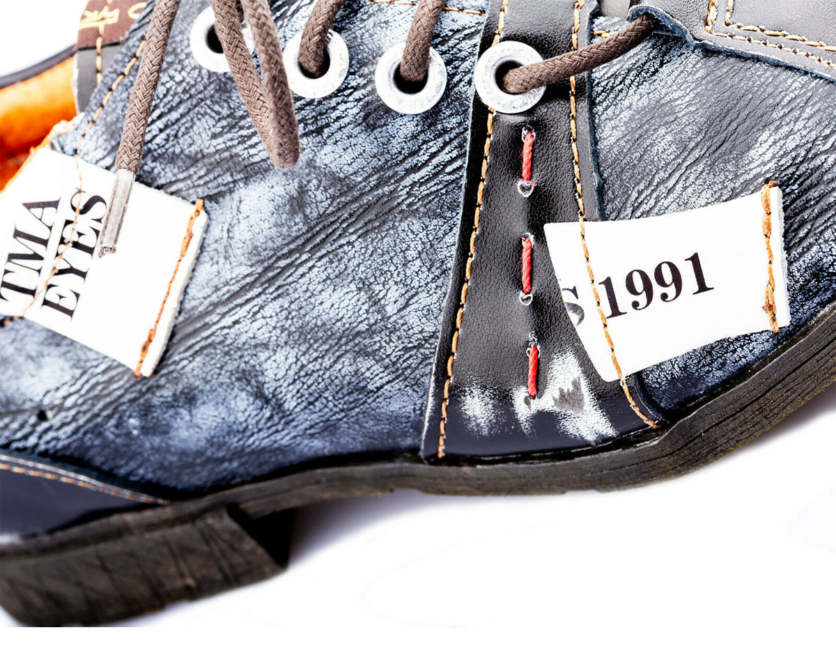 Damenschuhe | TMA 1822 | modischer Damen Halbschuh | Schnürer | Echtleder | schwarz | Größen 36 - 42