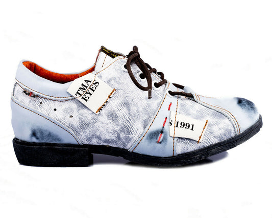 Damenschuhe | TMA 1822 | modischer Damen Halbschuh | Schnürer | Echtleder | weiß | Größen 36 - 42