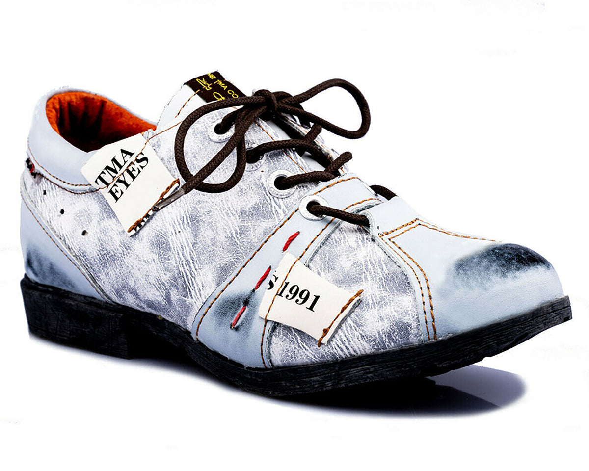 Damenschuhe | TMA 1822 | modischer Damen Halbschuh | Schnürer | Echtleder | weiß | Größen 36 - 42