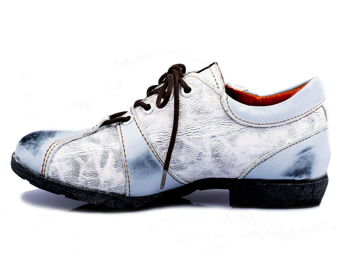 Damenschuhe | TMA 1822 | modischer Damen Halbschuh | Schnürer | Echtleder | weiß | Größen 36 - 42