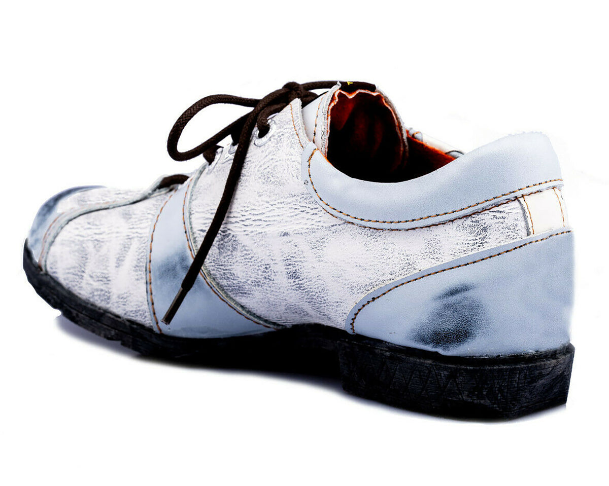 Damenschuhe | TMA 1822 | modischer Damen Halbschuh | Schnürer | Echtleder | weiß | Größen 36 - 42