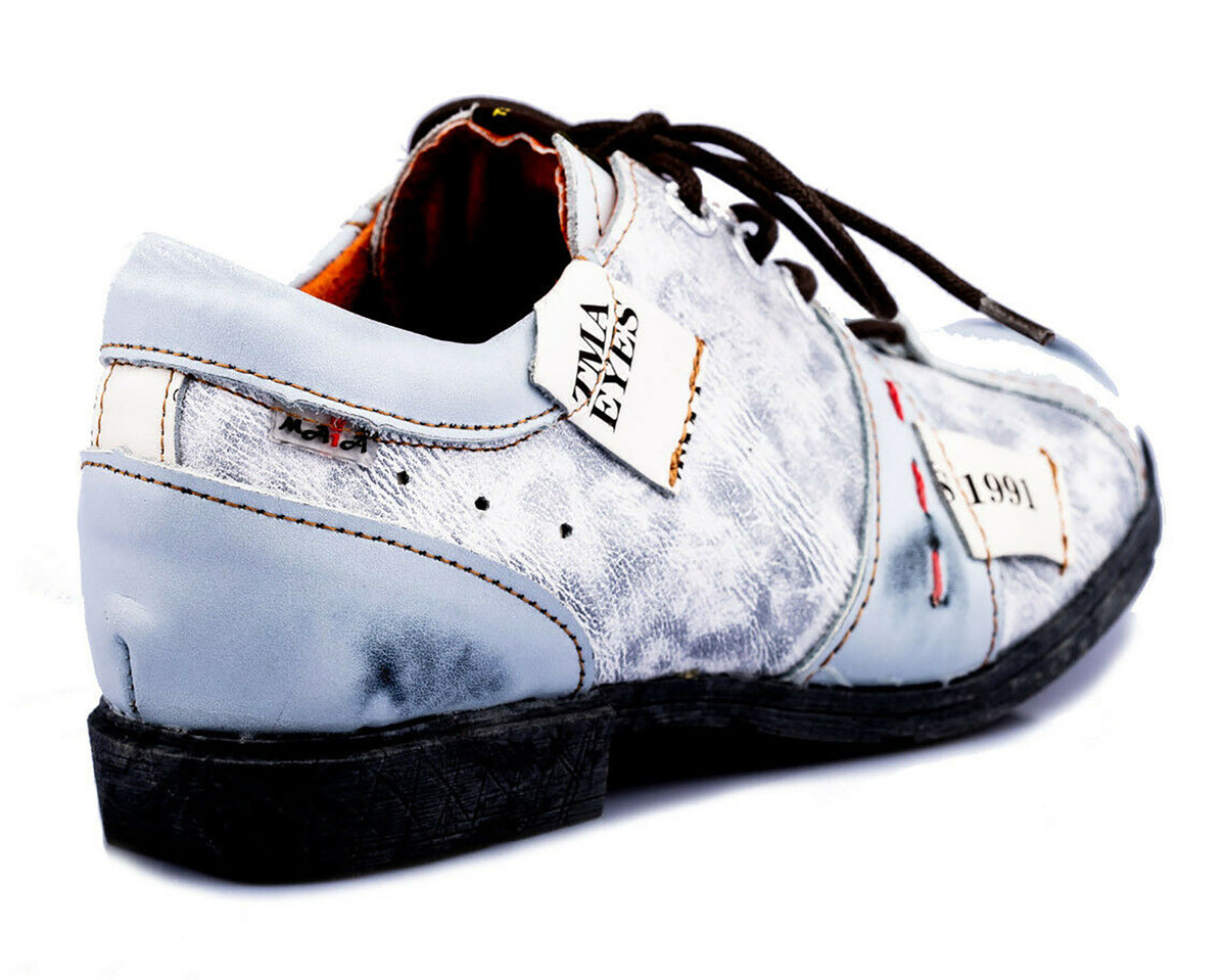 Damenschuhe | TMA 1822 | modischer Damen Halbschuh | Schnürer | Echtleder | weiß | Größen 36 - 42