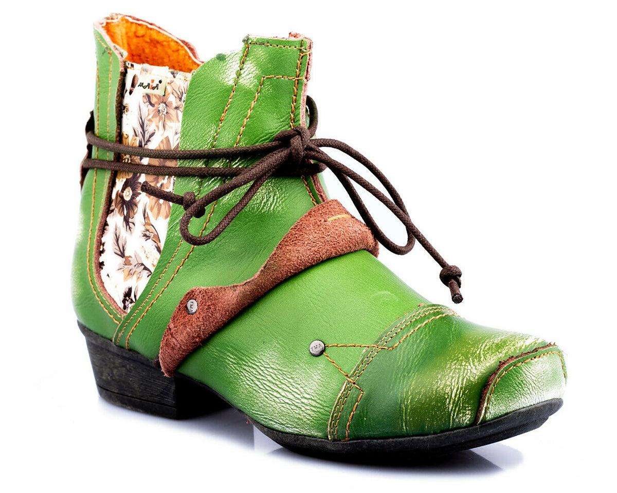 Damen Stiefeletten | TMA 1858 | Frühjahr | Sommer | Herbst | Echtleder | grün | Größen 36 - 42