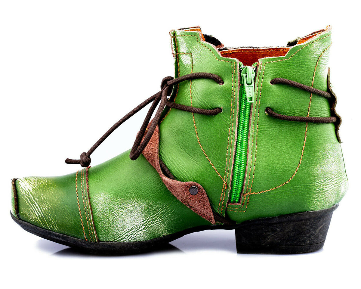 Damen Stiefeletten | TMA 1858 | Frühjahr | Sommer | Herbst | Echtleder | grün | Größen 36 - 42