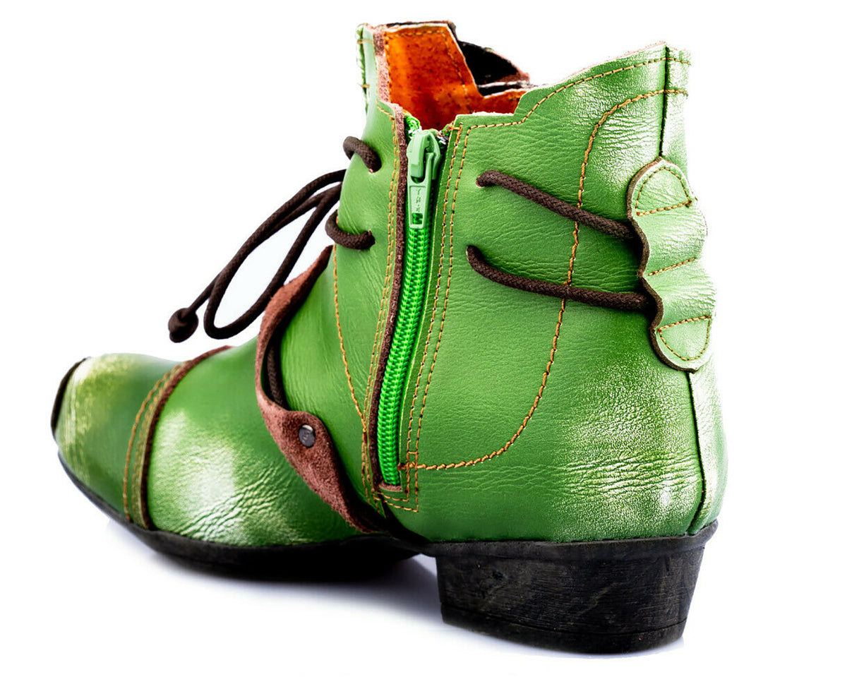 Damen Stiefeletten | TMA 1858 | Frühjahr | Sommer | Herbst | Echtleder | grün | Größen 36 - 42