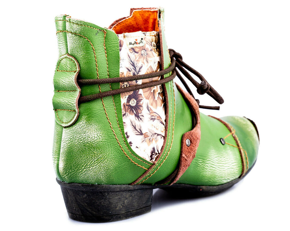 Damen Stiefeletten | TMA 1858 | Frühjahr | Sommer | Herbst | Echtleder | grün | Größen 36 - 42