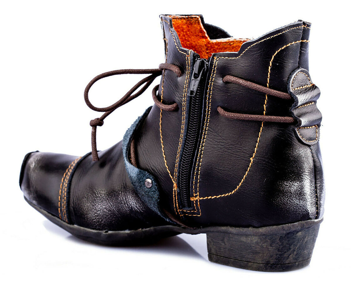 Damen Stiefeletten | TMA 1858 | Frühjahr | Sommer | Herbst | Echtleder | schwarz | Größen 36 - 42