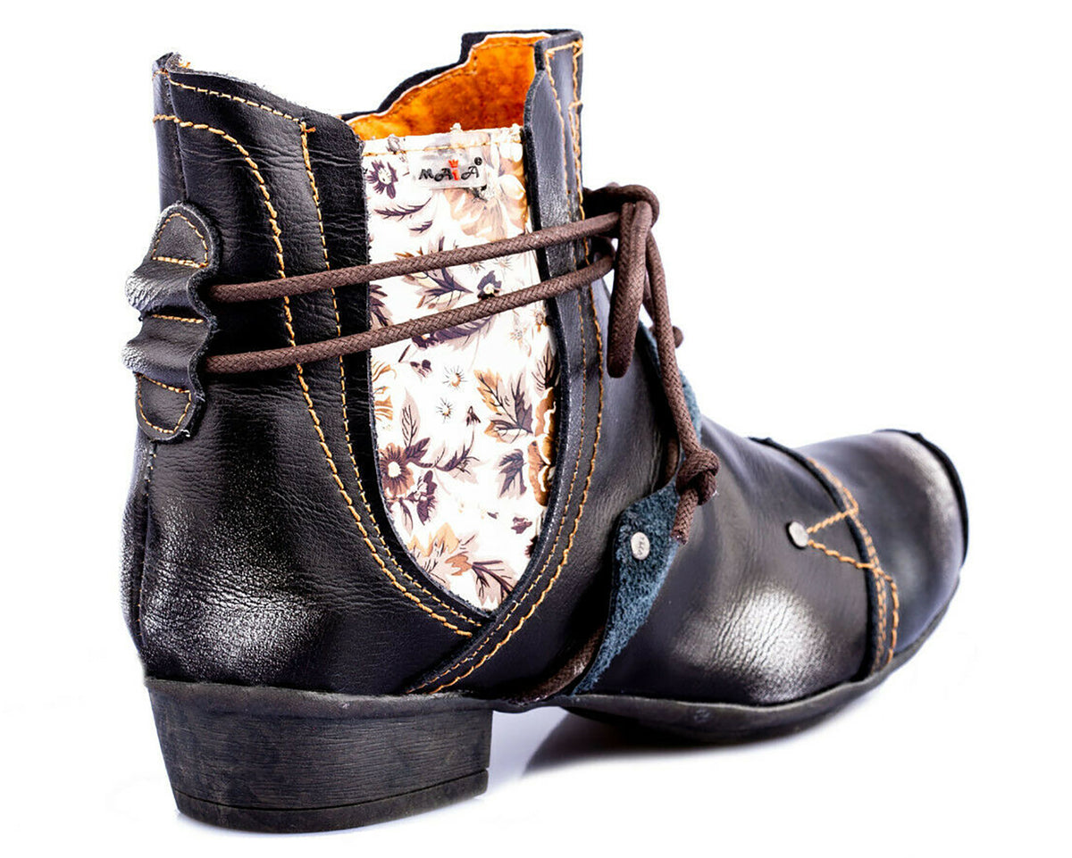 Damen Stiefeletten | TMA 1858 | Frühjahr | Sommer | Herbst | Echtleder | schwarz | Größen 36 - 42