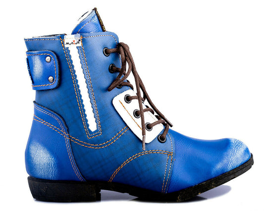 Damen Stiefeletten | TMA 1881 | Winter | gefüttert | Echtleder | blau | Größen 36 - 42