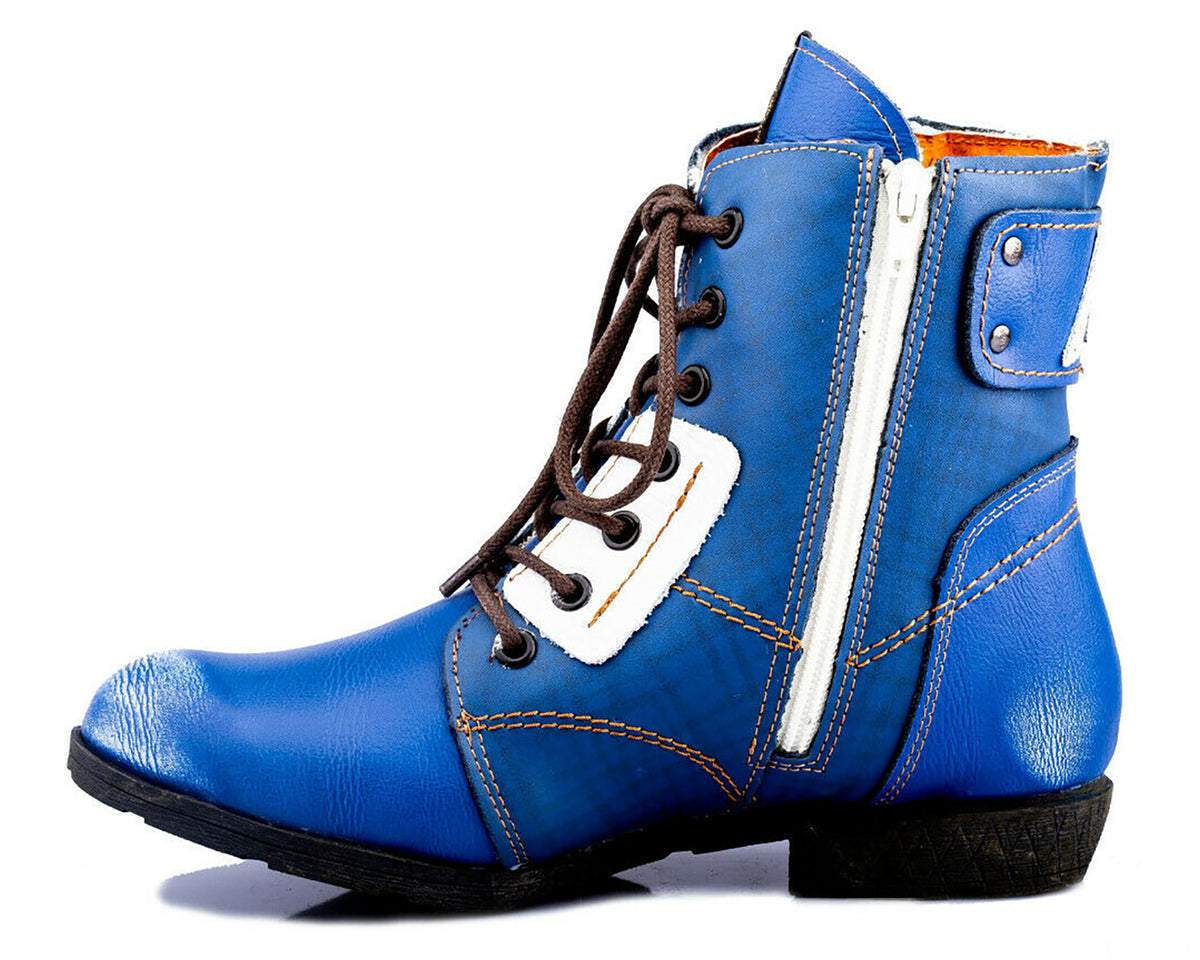 Damen Stiefeletten | TMA 1881 | Winter | gefüttert | Echtleder | blau | Größen 36 - 42