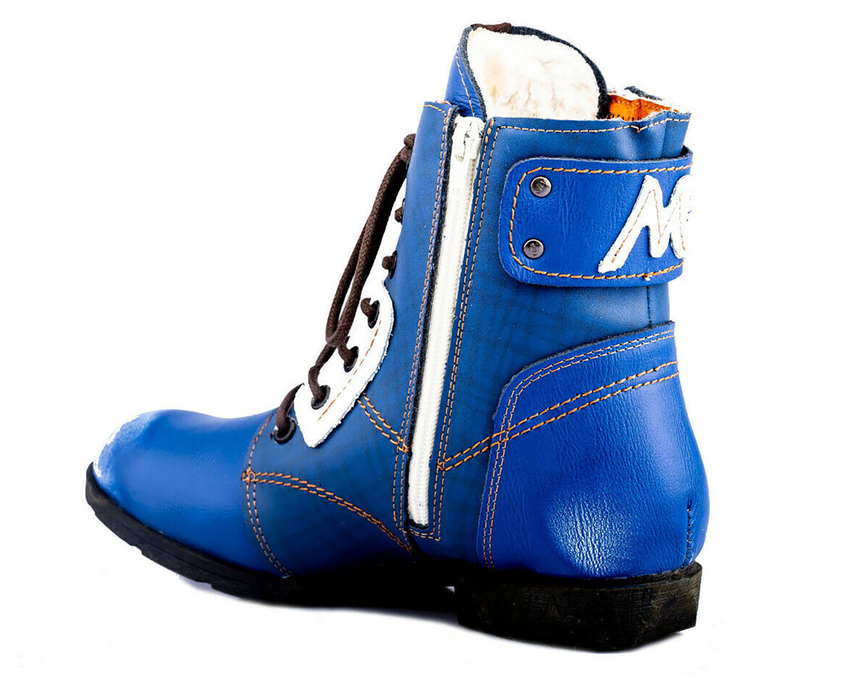 Damen Stiefeletten | TMA 1881 | Winter | gefüttert | Echtleder | blau | Größen 36 - 42