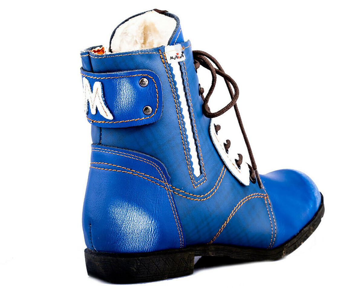 Damen Stiefeletten | TMA 1881 | Winter | gefüttert | Echtleder | blau | Größen 36 - 42