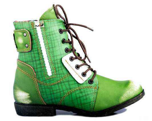 Damen Stiefeletten | TMA 1881 | Winter | gefüttert | Echtleder | grün | Größen 36 - 42