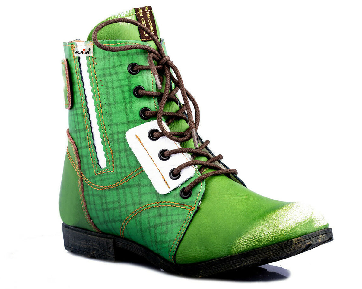 Damen Stiefeletten | TMA 1881 | Winter | gefüttert | Echtleder | grün | Größen 36 - 42