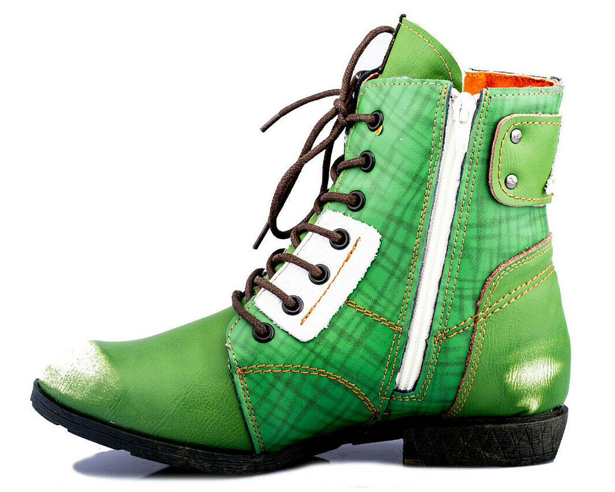 Damen Stiefeletten | TMA 1881 | Winter | gefüttert | Echtleder | grün | Größen 36 - 42