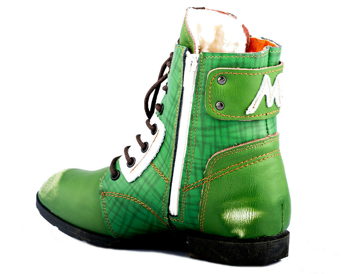 Damen Stiefeletten | TMA 1881 | Winter | gefüttert | Echtleder | grün | Größen 36 - 42