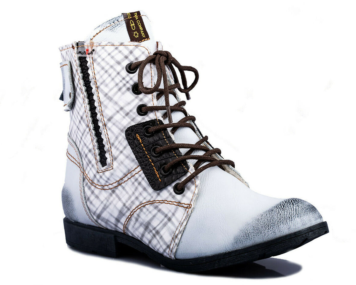 Damen Stiefeletten | TMA 1881 | Winter | gefüttert | Echtleder | weiß | Größen 36 - 42