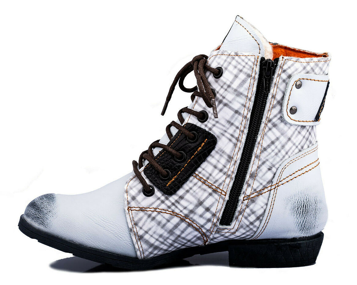 Damen Stiefeletten | TMA 1881 | Winter | gefüttert | Echtleder | weiß | Größen 36 - 42