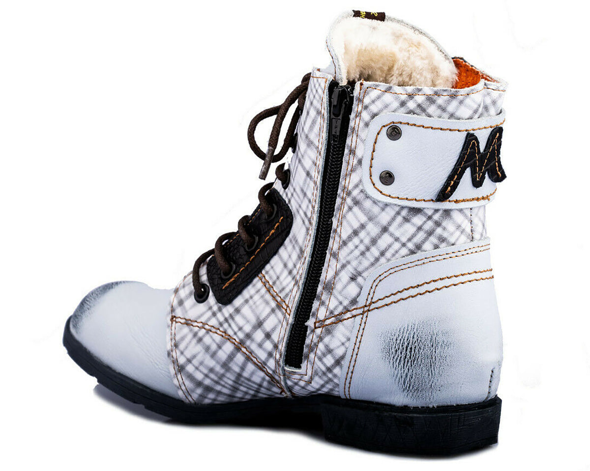 Damen Stiefeletten | TMA 1881 | Winter | gefüttert | Echtleder | weiß | Größen 36 - 42