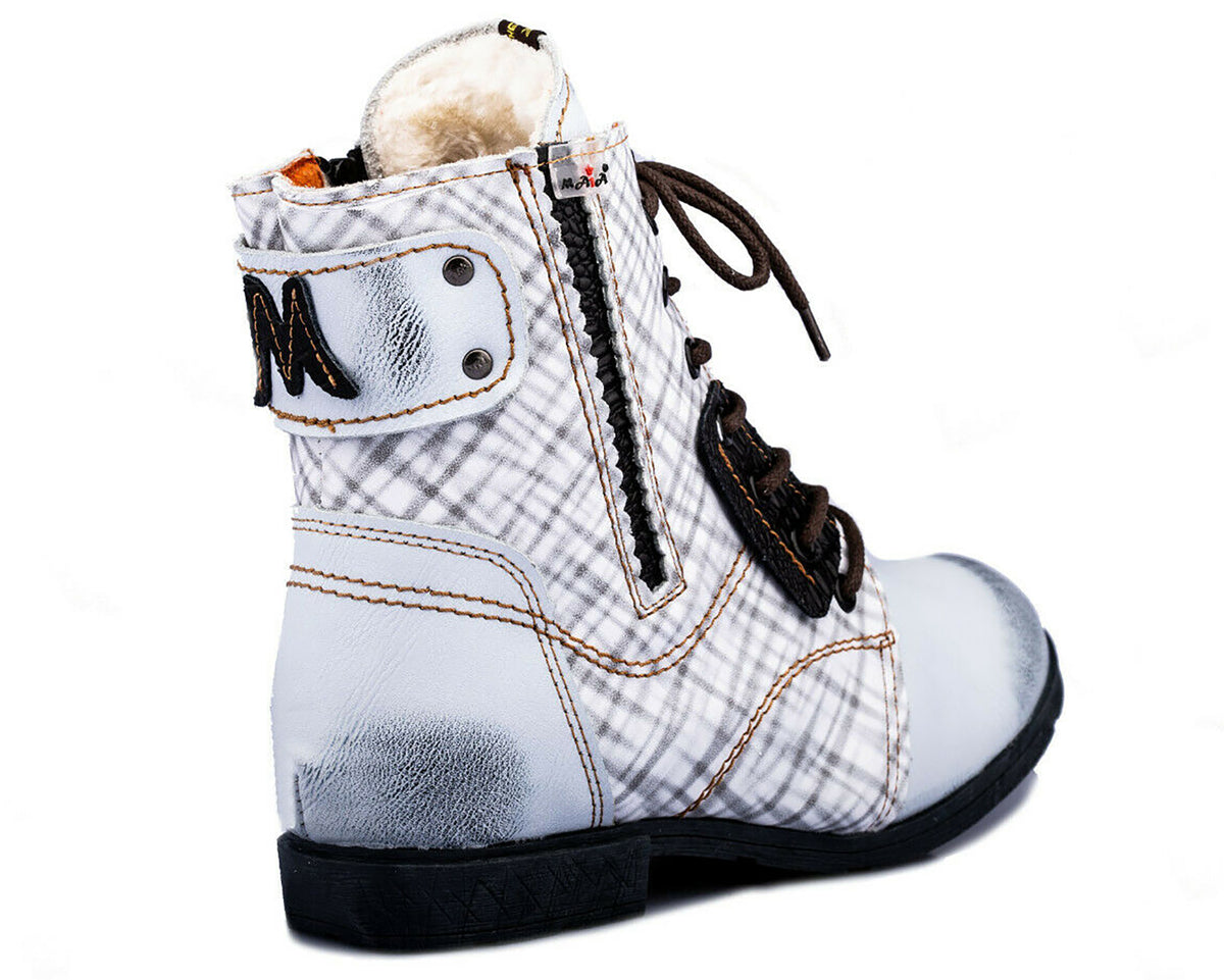 Damen Stiefeletten | TMA 1881 | Winter | gefüttert | Echtleder | weiß | Größen 36 - 42