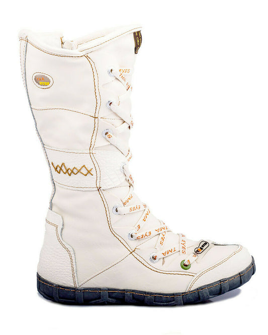 Damenstiefel | TMA 2088 | komfortable Stiefel für Damen | Winter | gefüttert | Echtleder | weiß | Größen 36 - 42