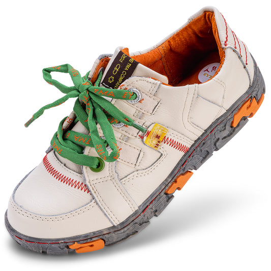TMA 4181 | Sportlicher Damen Halbschuh | Sneaker | Schuhe | Leder | weiß | alle Größen 36 - 42