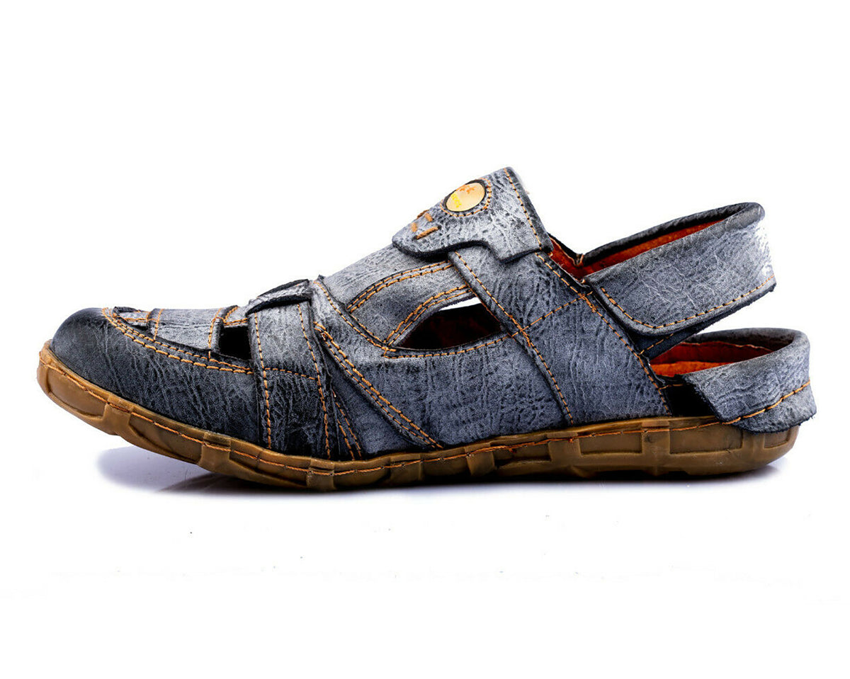 Herren Sandalen | TMA 4668 | Sandaletten | Halbschuhe | Echtleder | schwarz | Größen 41 - 46